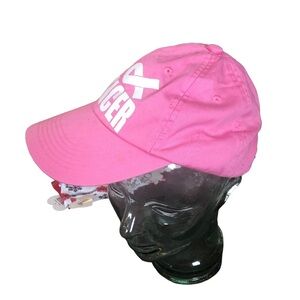 Cancer Pink Port Authority Adjustable Hat White Sparkle Words Cotton OS